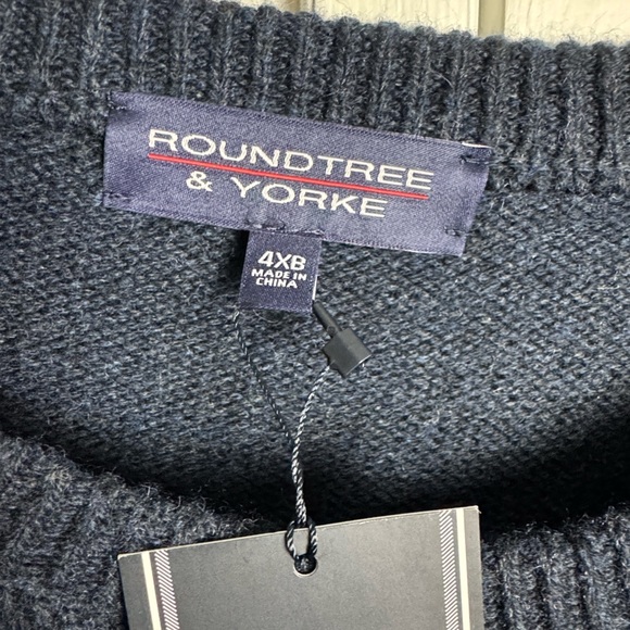 NWT Roundtree & Yorke 4X 4XL Navy Wool Blend Fisherman Style Sweater - Picture 4 of 7